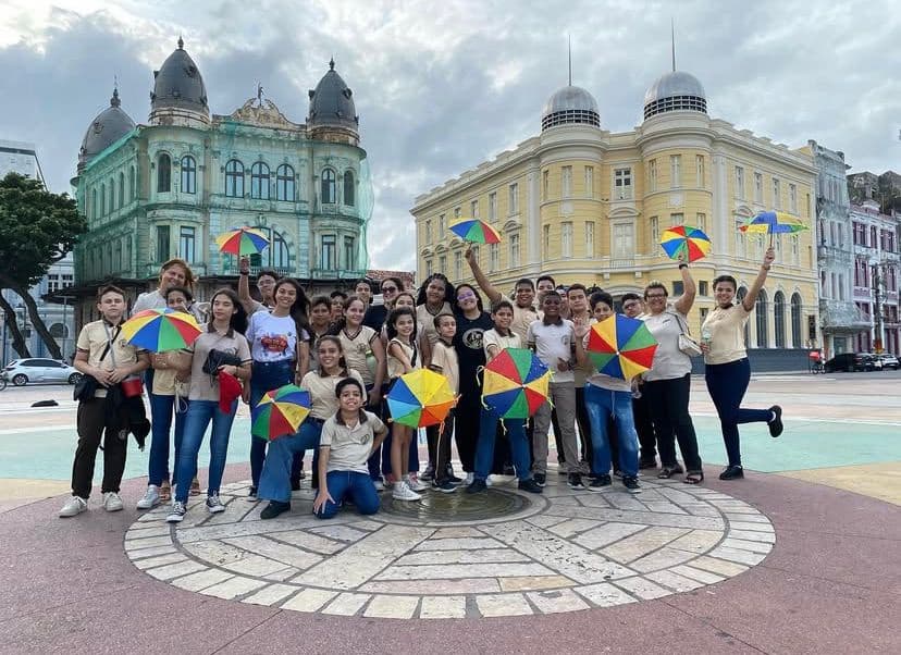 Happy students in a school environment